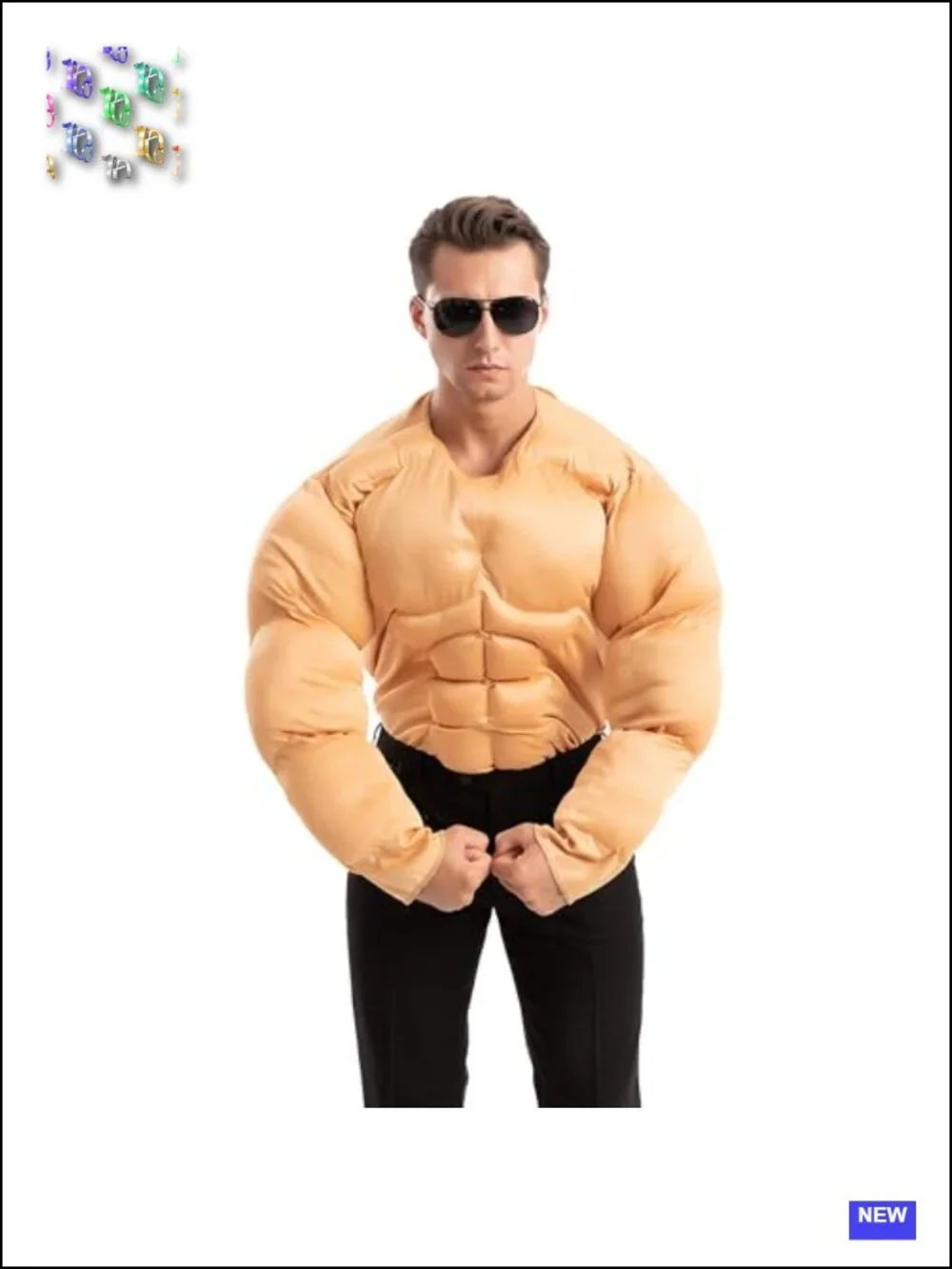 Men's Muscle Suit Halloween Costume Bodybuilder Shirt Cosplay Role Play